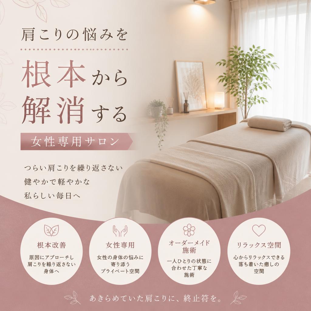 肩こりの悩みを根本から解消する女性専用サロン