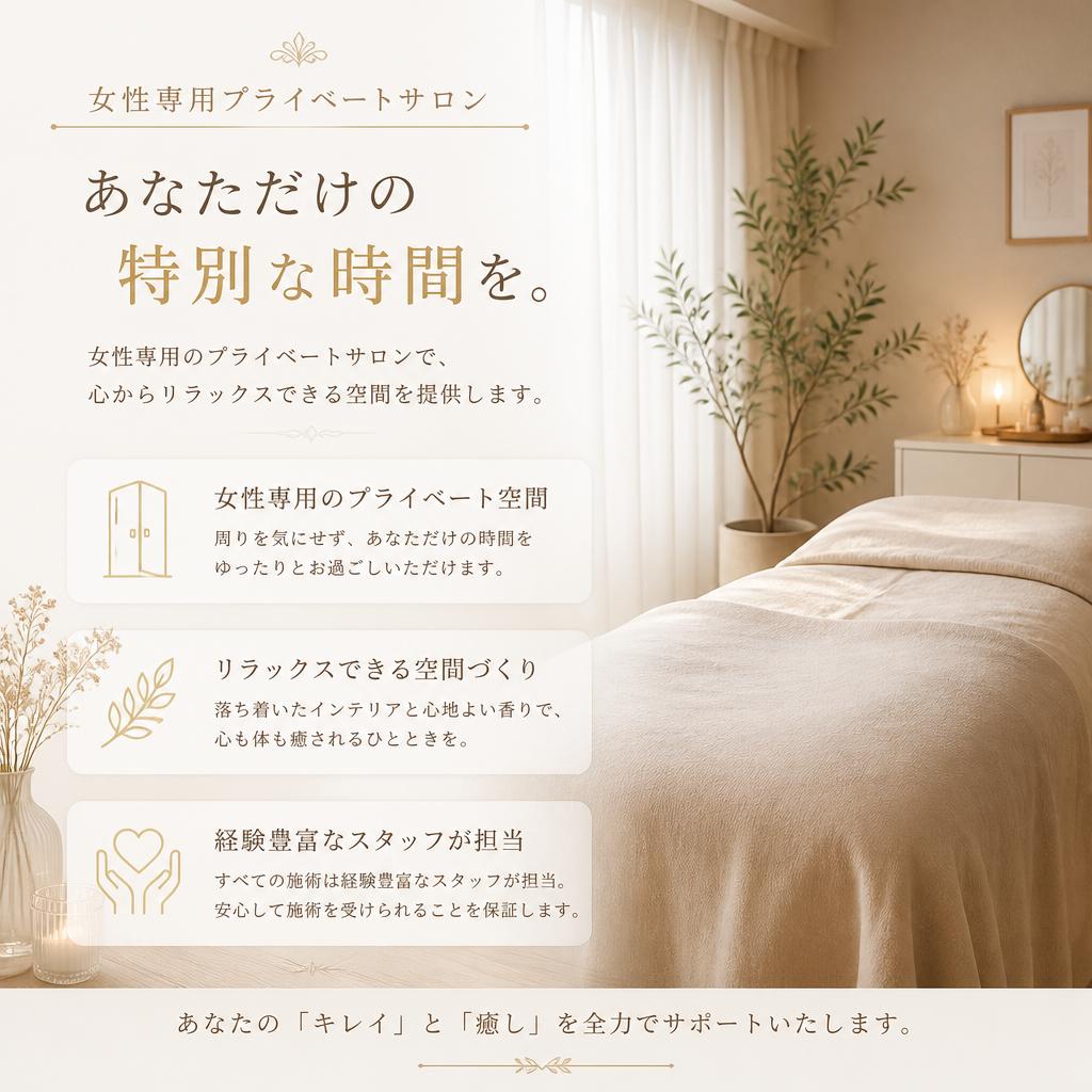 女性専用サロンで安心の施術環境