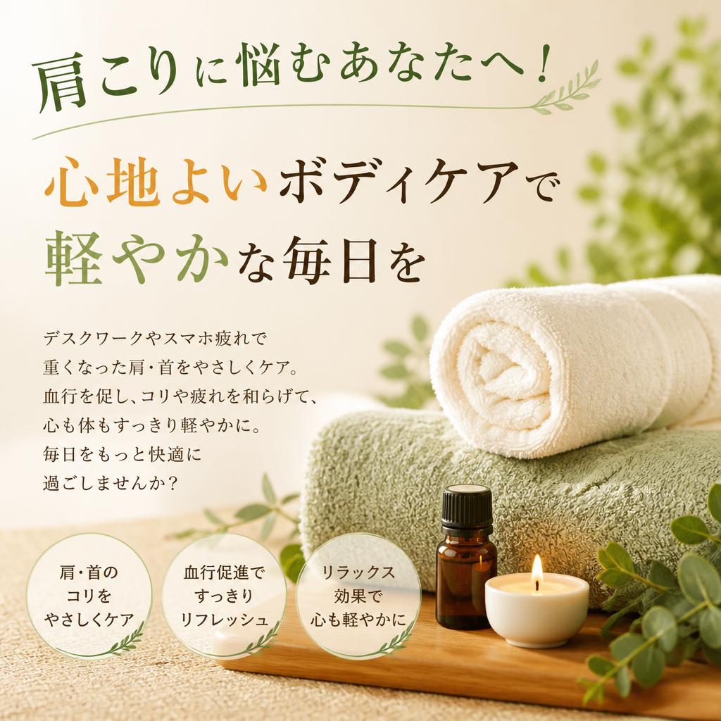肩こりに悩むあなたへ！心地よいボディケアで軽やかな毎日を