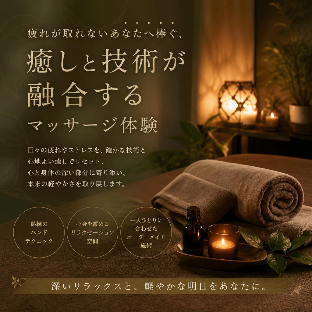 疲れが取れないあなたへ捧ぐ、癒しと技術が融合するマッサージ体験