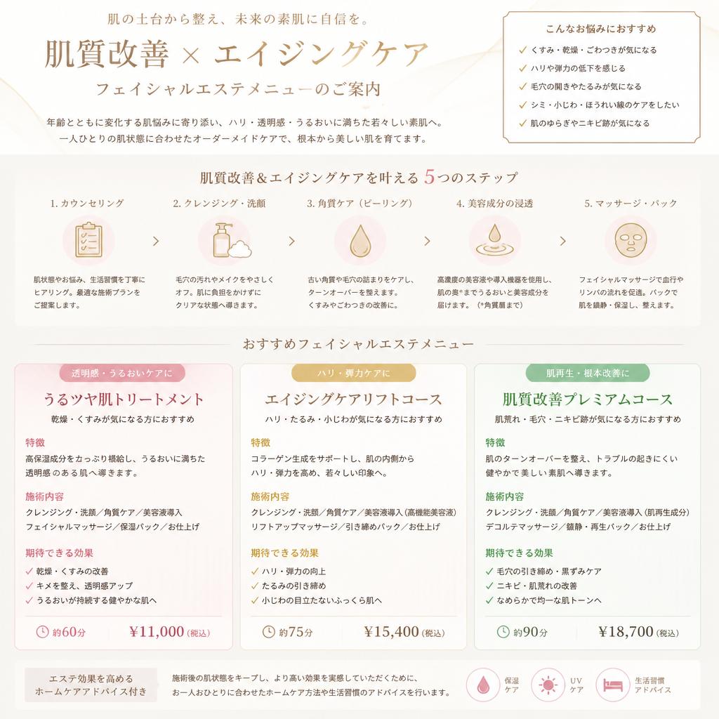 フェイシャルエステで肌の悩みを解消
