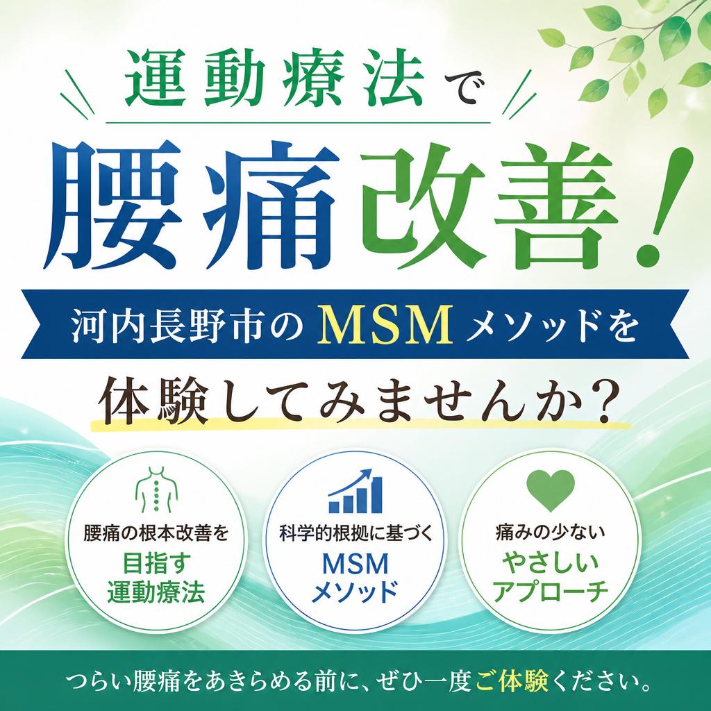 運動療法で腰痛改善！河内長野市のMSMメソッドを体験してみませんか？