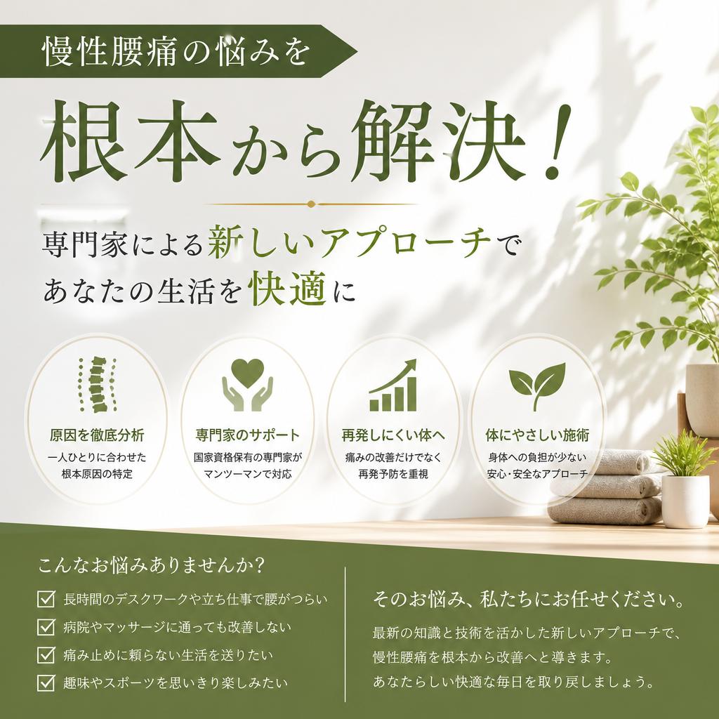 慢性腰痛の悩みを根本から解決！専門家による新しいアプローチであなたの生活を快適に