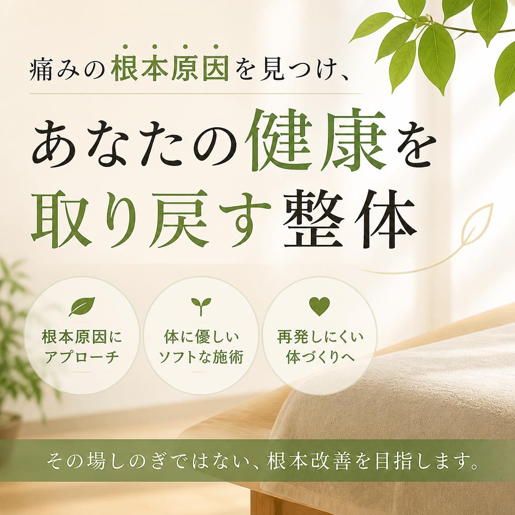 痛みの根本原因を見つけ、あなたの健康を取り戻す整体