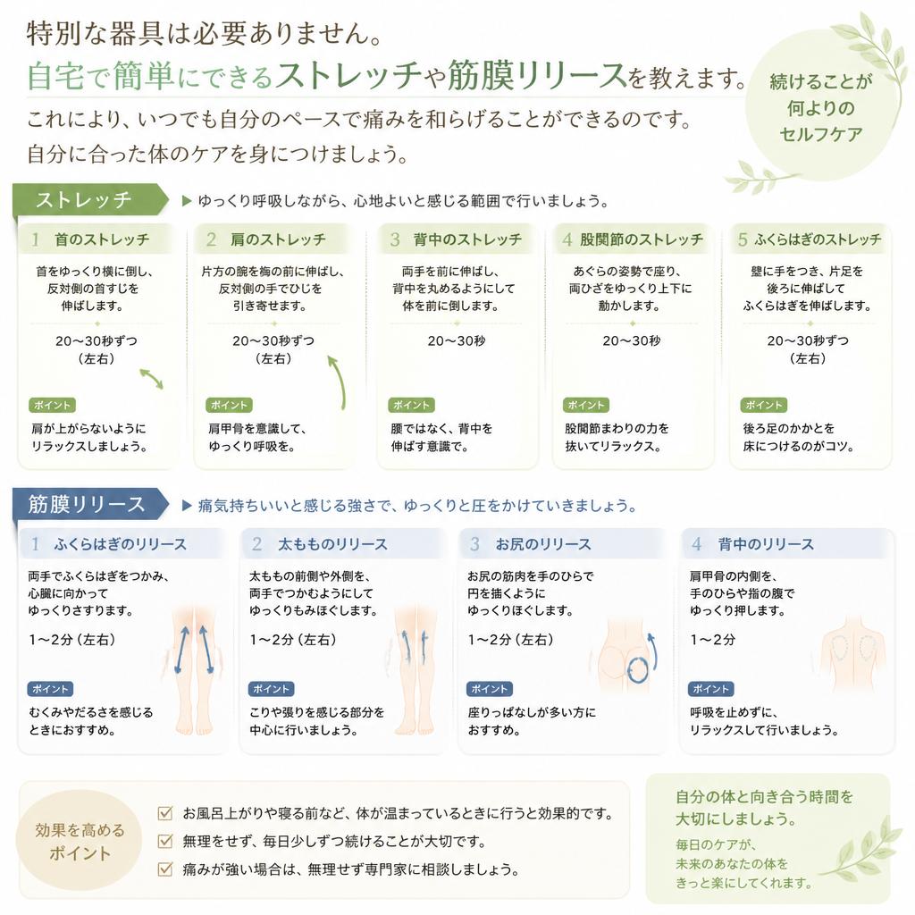 自宅でできるストレッチと筋膜リリース