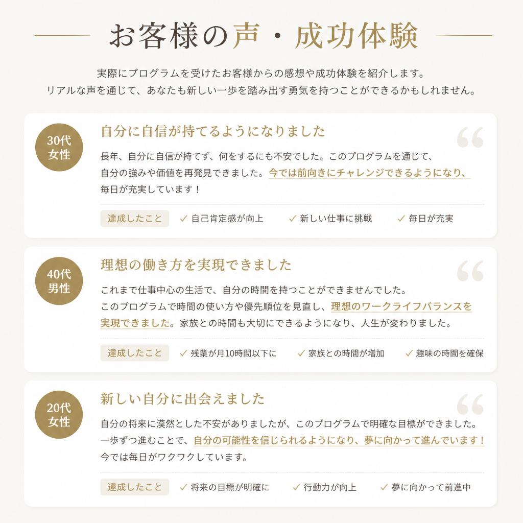 お客様の声で安心感をゲット！